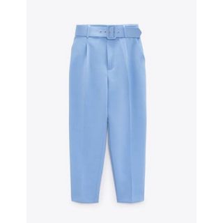 ザラ(ZARA)のベルト付きハイウエストパンツ(クロップドパンツ)