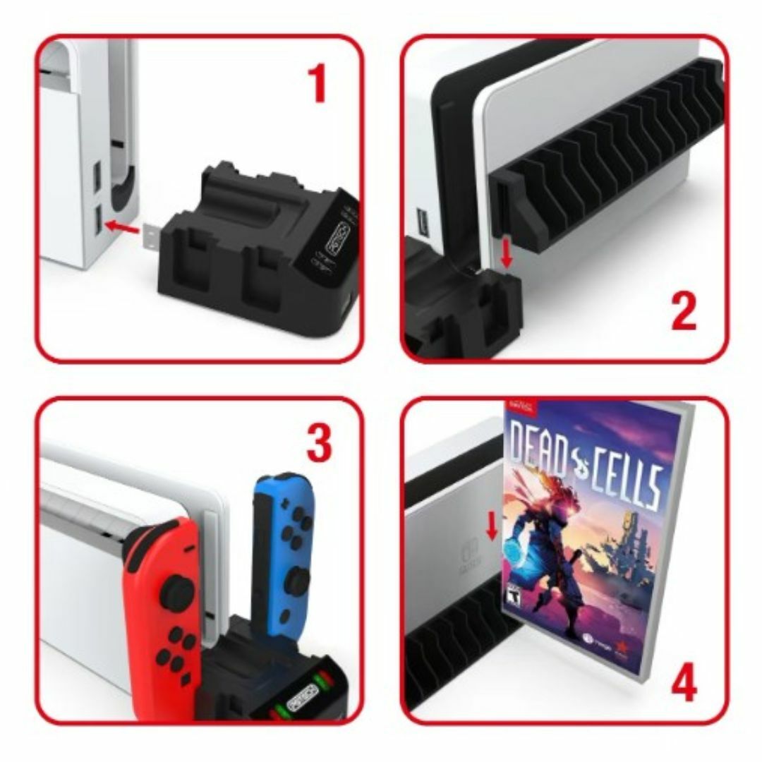 【最新型】Switch Joy-Con 4台同時充電/指示LED/ゲーム収納 エンタメ/ホビーのゲームソフト/ゲーム機本体(その他)の商品写真