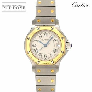 カルティエ(Cartier)のカルティエ Cartier サントスオクタゴンSM コンビ ヴィンテージ レディース 腕時計 デイト K18YG クォーツ Santos octagon VLP 90230025(腕時計)