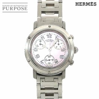 エルメス(Hermes)のエルメス HERMES クリッパー クロノグラフ CL1 310 ヴィンテージ レディース 腕時計 デイト ピンクシェル 文字盤 Clipper VLP 90230142(腕時計)