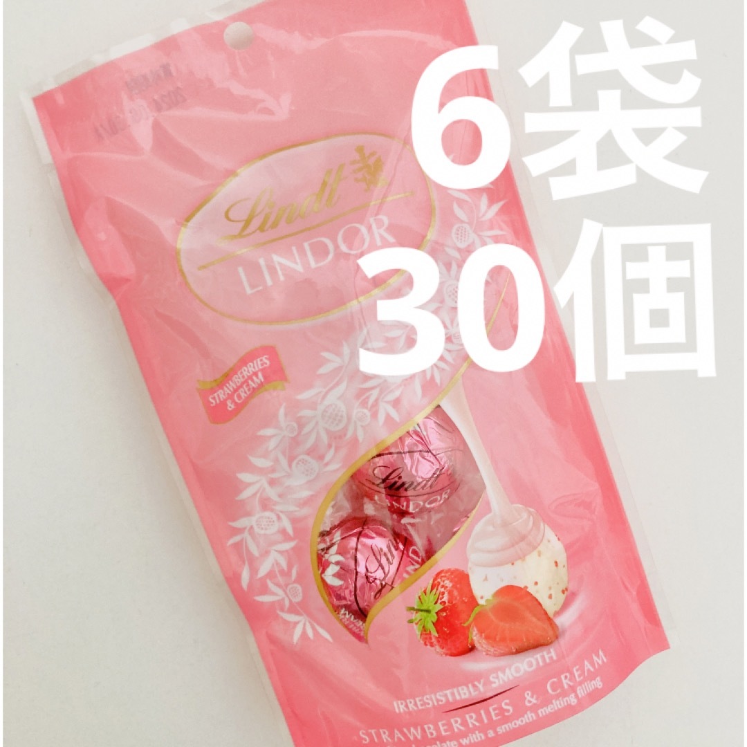 リンツリンドール ストロベリー×6 食品/飲料/酒の食品(菓子/デザート)の商品写真