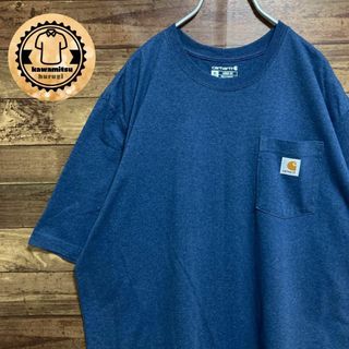 カーハート(carhartt)の【オーバーサイズ】古着　カーハート　tシャツ 半袖　ポケット　XL ブルー系(Tシャツ/カットソー(半袖/袖なし))