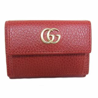 グッチ(Gucci)のグッチ　GUCCI　3つ折り財布　ホックボタン開閉式 GGプチマーモント　コンパクトウォレット　523277 レッド　赤　レザー(財布)