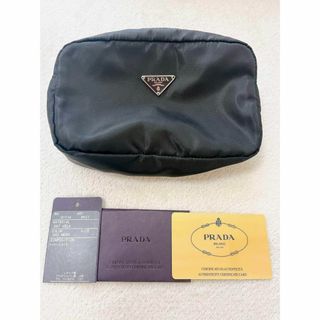 プラダ(PRADA)の 美品 PRADA 化粧ポーチ ブラック ナイロン コスメポーチ(ポーチ)