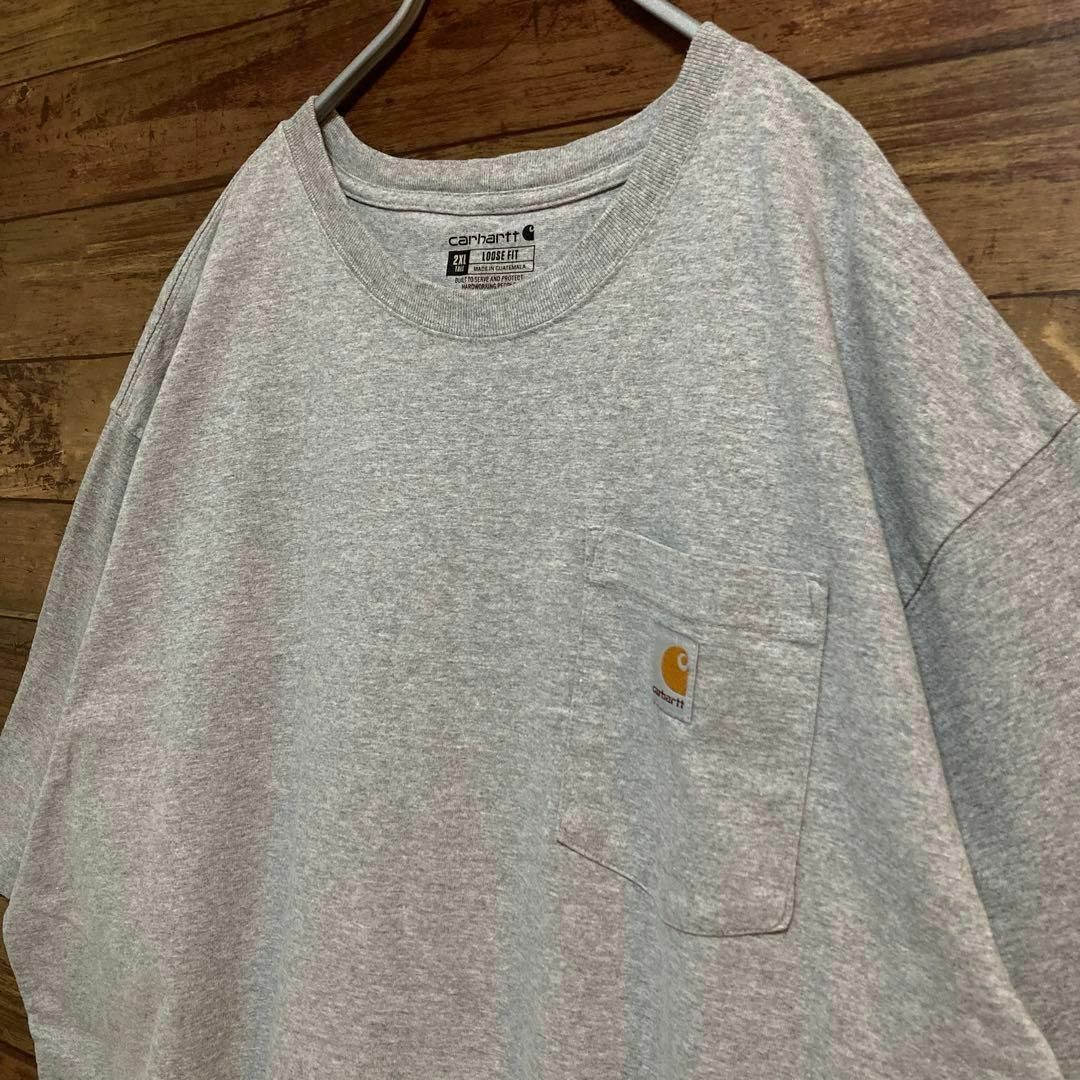 carhartt(カーハート)の【オーバーサイズ】古着　カーハート　tシャツ 半袖　ポケット　2XL グレー メンズのトップス(Tシャツ/カットソー(半袖/袖なし))の商品写真