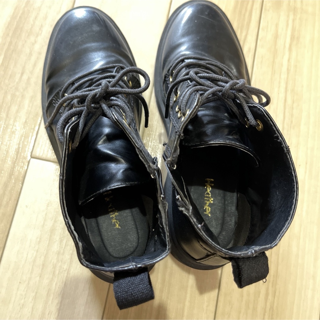 heather(ヘザー)のHeather ブーツ 黒　ローヒール　【M】23〜23.5cm レディースの靴/シューズ(ブーツ)の商品写真