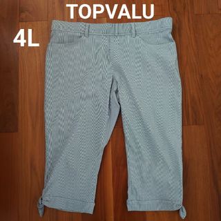 AEON - TOPVALU レディース ストレッチパンツ ストライプ 4L 7〜8分丈