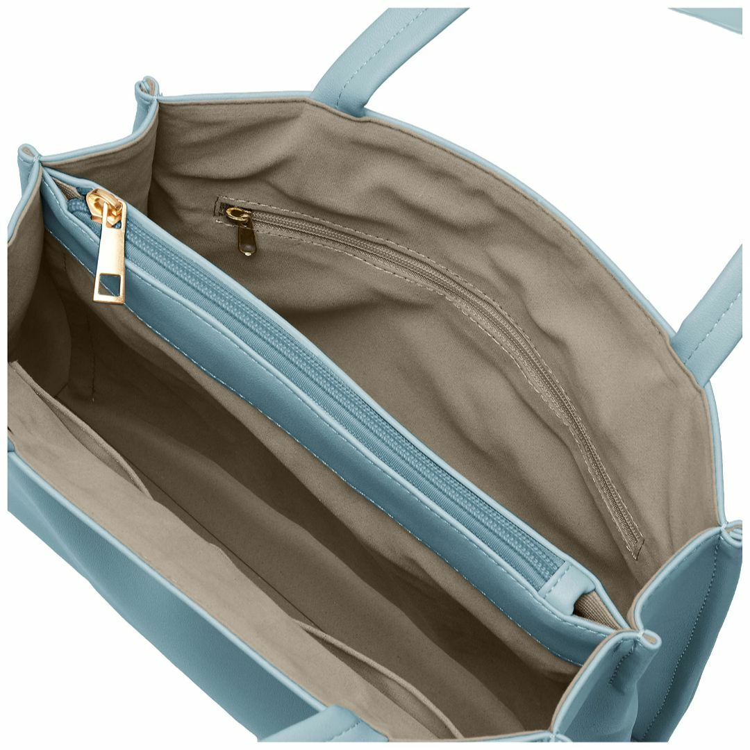 【色: ブルーグレー】[ラノエ] 手提げバッグ トートバッグ 合成皮革 あおり仕 レディースのバッグ(その他)の商品写真