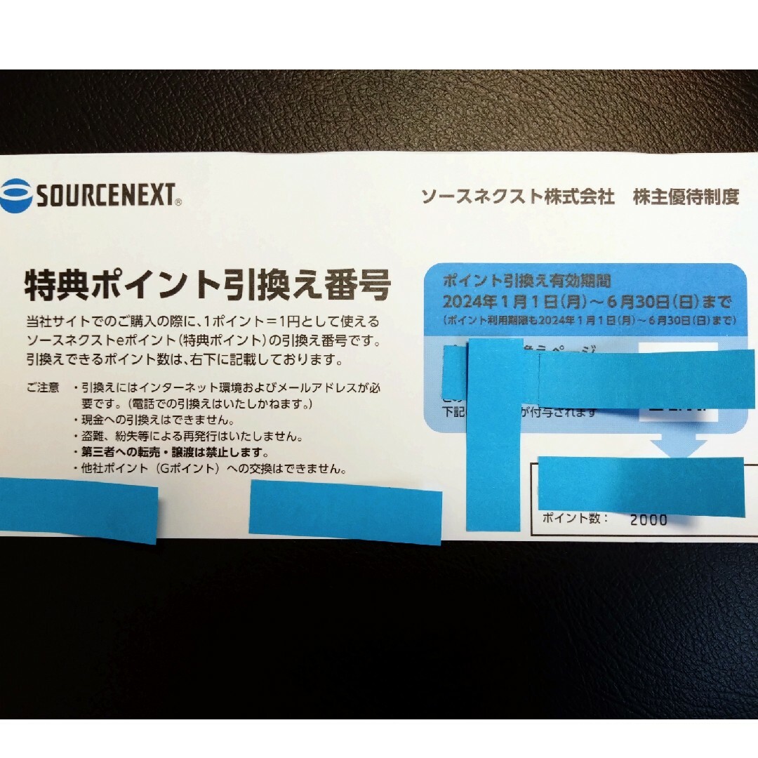 SOURCENEXT(ソースネクスト)のソースネクスト株主優待 チケットの優待券/割引券(その他)の商品写真