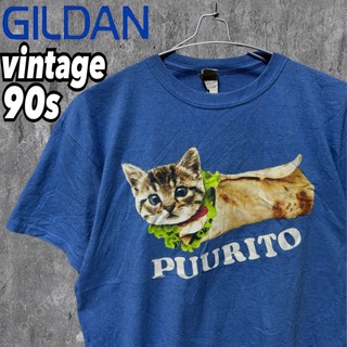 GILDAN - 90s ギルダン フォトプリント半袖Tシャツ 猫 キャット アニマル 海外古着