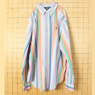 ポロラルフローレン(POLO RALPH LAUREN)のPoloポロラルフローレン ボタンダウンストライプシャツ カラフル XL ss2(ポロシャツ)