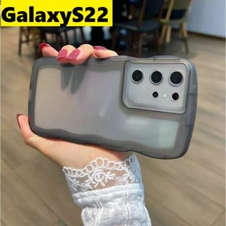 ギャラクシー(Galaxy)のGalaxyS22 ウェーブ なみなみ可愛いケース 　黒　Galaxyケース(Androidケース)