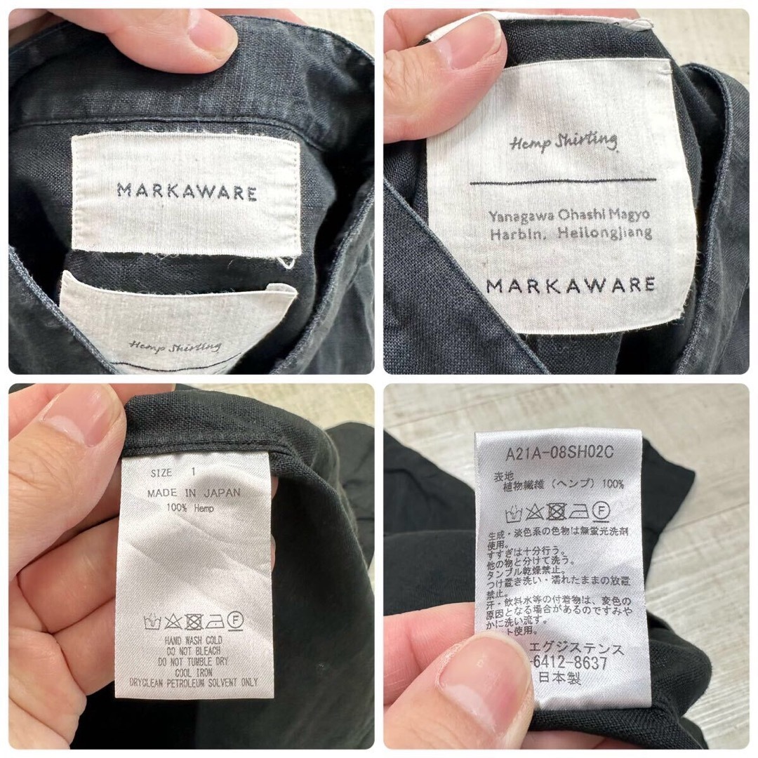 MARKAWEAR(マーカウェア)の21aw 2021 MARKAWARE バンドカラー ヘンプ シャツ サイズ 1 メンズのトップス(シャツ)の商品写真