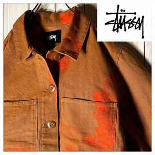 ステューシー(STUSSY)の【新品 レディース M】ステューシー 刺繍ロゴ プリンテッド チョア コート(その他)