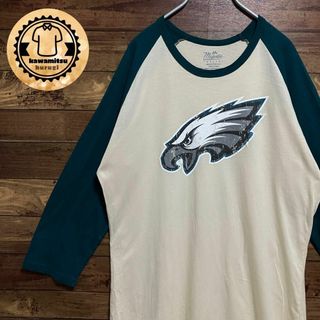 Majestic - 6475 古着　ラグランtシャツ 七分袖　NFL フィラデルフィアイーグルスL