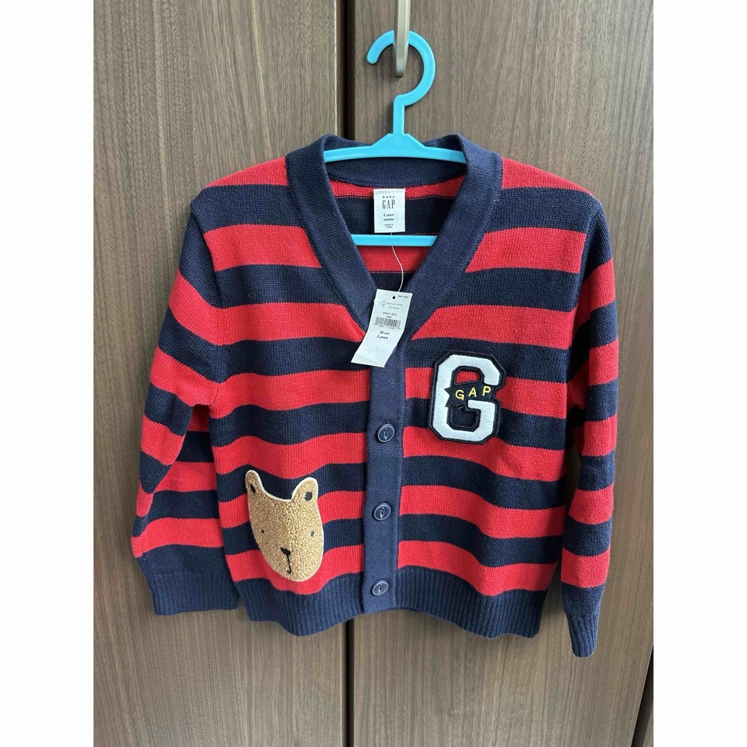 babyGAP(ベビーギャップ)の【新品タグ付き】GAP くまさん ボーダー カーディガン 95cm キッズ/ベビー/マタニティのキッズ服女の子用(90cm~)(カーディガン)の商品写真