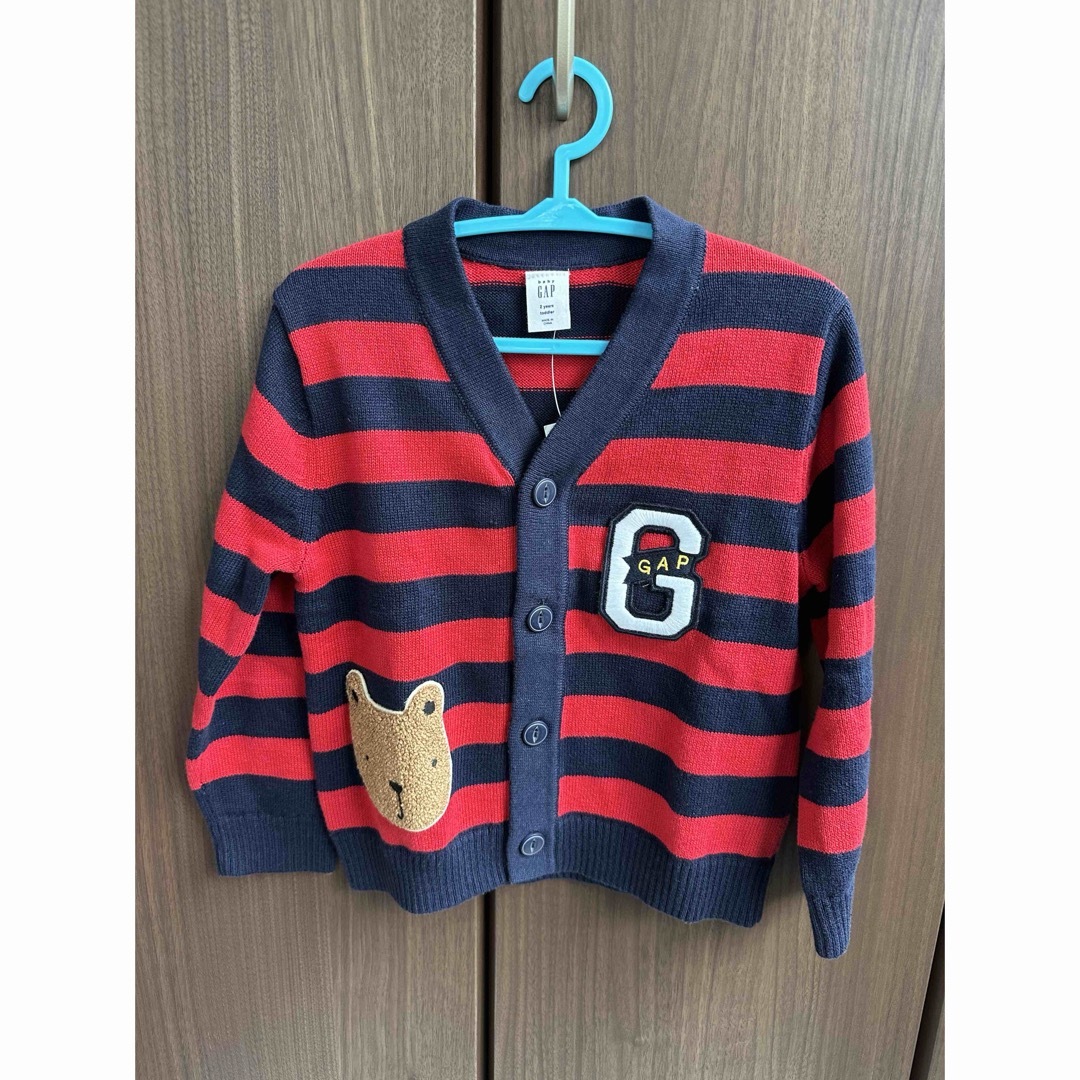 babyGAP(ベビーギャップ)の【新品タグ付き】GAP くまさん ボーダー カーディガン 95cm キッズ/ベビー/マタニティのキッズ服女の子用(90cm~)(カーディガン)の商品写真