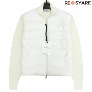 モンクレール(MONCLER)の極美品 モンクレール CARDIGAN TRICOT エンボスロゴ 異素材MIX ニット ジップアップ ダウン カーディガン ジャケット ブルゾン 46393(ダウンジャケット)