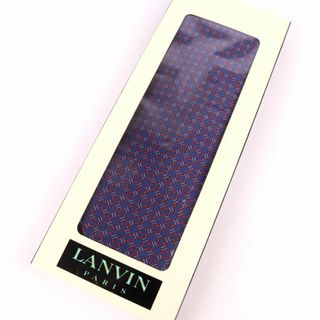 ランバン ブランドネクタイ 総柄 シルク フランス製 ケース付き メンズ ネイビー LANVIN