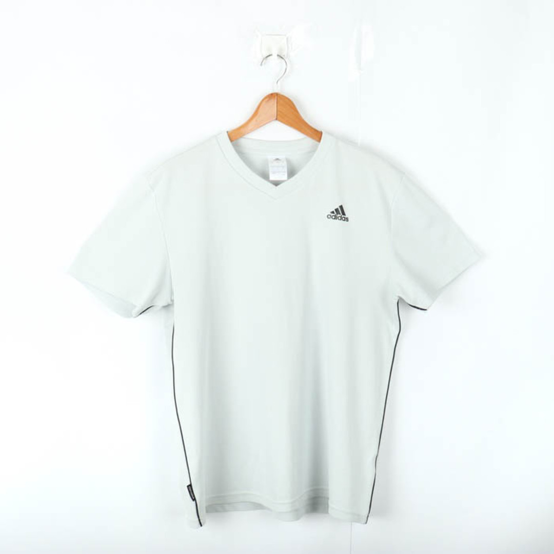 adidas(アディダス)のアディダス 半袖Tシャツ Vネック ワンポイントロゴ スポーツウエア 大きいサイズ メンズ XOサイズ グレー adidas メンズのトップス(Tシャツ/カットソー(半袖/袖なし))の商品写真