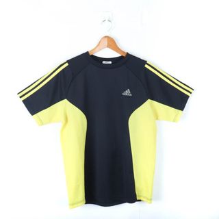 アディダス(adidas)のアディダス 半袖Tシャツ 袖ライン バイカラー スポーツウエア クライマクール メンズ Lサイズ 濃紺×黄 adidas(Tシャツ/カットソー(半袖/袖なし))