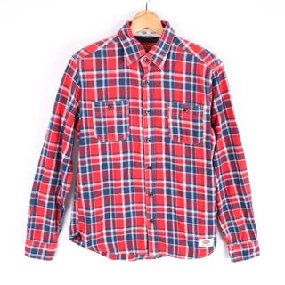 ディッキーズ(Dickies)のディッキーズ 長袖シャツ トップス カットソー チェック柄  メンズ Mサイズ レッド ネイビー Dickies(シャツ)