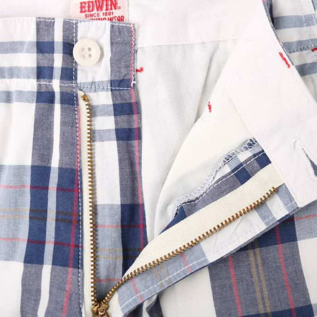 EDWIN(エドウィン)のエドウィン ショートパンツ チェック柄 AUTHENTIC WEAR メンズ Lサイズ ネイビー ホワイト EDWIN メンズのパンツ(ショートパンツ)の商品写真