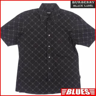 バーバリーブラックレーベル(BURBERRY BLACK LABEL)の廃盤 バーバリーブラックレーベル シャツ M 半袖 黒 総柄 TY3086(Tシャツ/カットソー(半袖/袖なし))