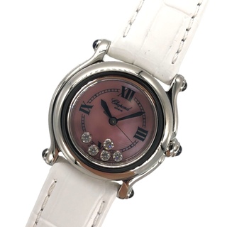 ショパール(Chopard)の　ショパール Chopard ハッピースポーツ 27/8245-23 ピンクシェル SS/社外レザーベルト レディース 腕時計(腕時計)