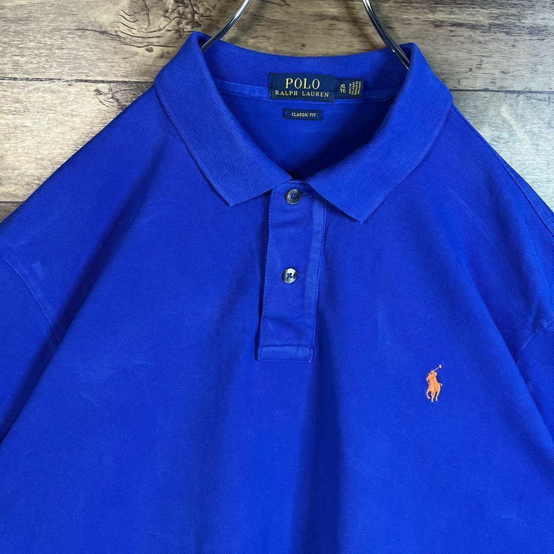 POLO RALPH LAUREN(ポロラルフローレン)の6348 ポロラルフローレン　ポロシャツ　半袖　刺繍ロゴ　ポニー　XLブルー メンズのトップス(ポロシャツ)の商品写真