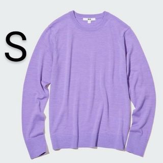 ユニクロ(UNIQLO)の新品●S●パープル　エクストラファインメリノ　クルーネックセーター　ユニクロ(ニット/セーター)