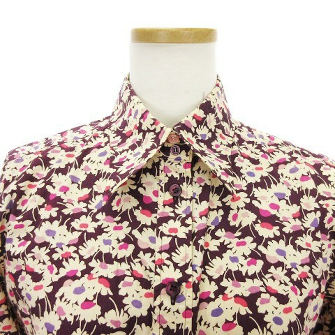 ポールスミスウィメン シャツ 長袖 花柄 カフスボタン 紫 40 L位 レディースのトップス(シャツ/ブラウス(長袖/七分))の商品写真