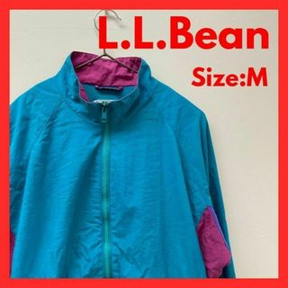 エルエルビーン(L.L.Bean)の【美品】古着　エルエルビーン　ナイロンジャケット　レディース　Mサイズ　グリーン(ナイロンジャケット)