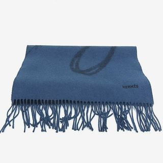 エルメス(Hermes)のエルメス　HERMES　カシミヤ100％ マフラー　ストール レディース　メンズ　ブルー　ブラック(マフラー/ショール)