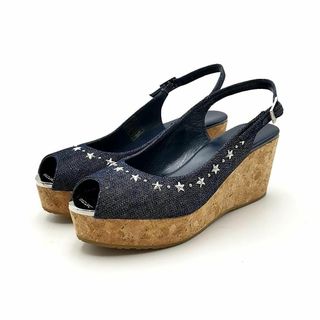 ジミーチュウ(JIMMY CHOO)の美品 ジミーチュウ サンダル デニム ウェッジソール 03-24032909(サンダル)