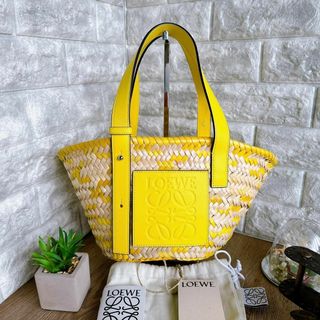 ロエベ(LOEWE)の◇ロエベ◇バスケット スモール ラフィア×レザー カゴバッグ イエロー(かごバッグ/ストローバッグ)