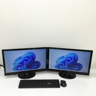 フジツウ(富士通)の【デュアルモニター 22インチ液晶x2台セット】富士通　省スペース型パソコン Q556/RCI3(7100T)-3.4GHZ 4GB SSD256GB WIN11P(デスクトップ型PC)