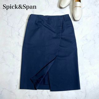 スピックアンドスパン(Spick & Span)のSpick&Span 巻きタイトスカート　ラップスカート　膝丈　青　紺　36 S(ひざ丈スカート)