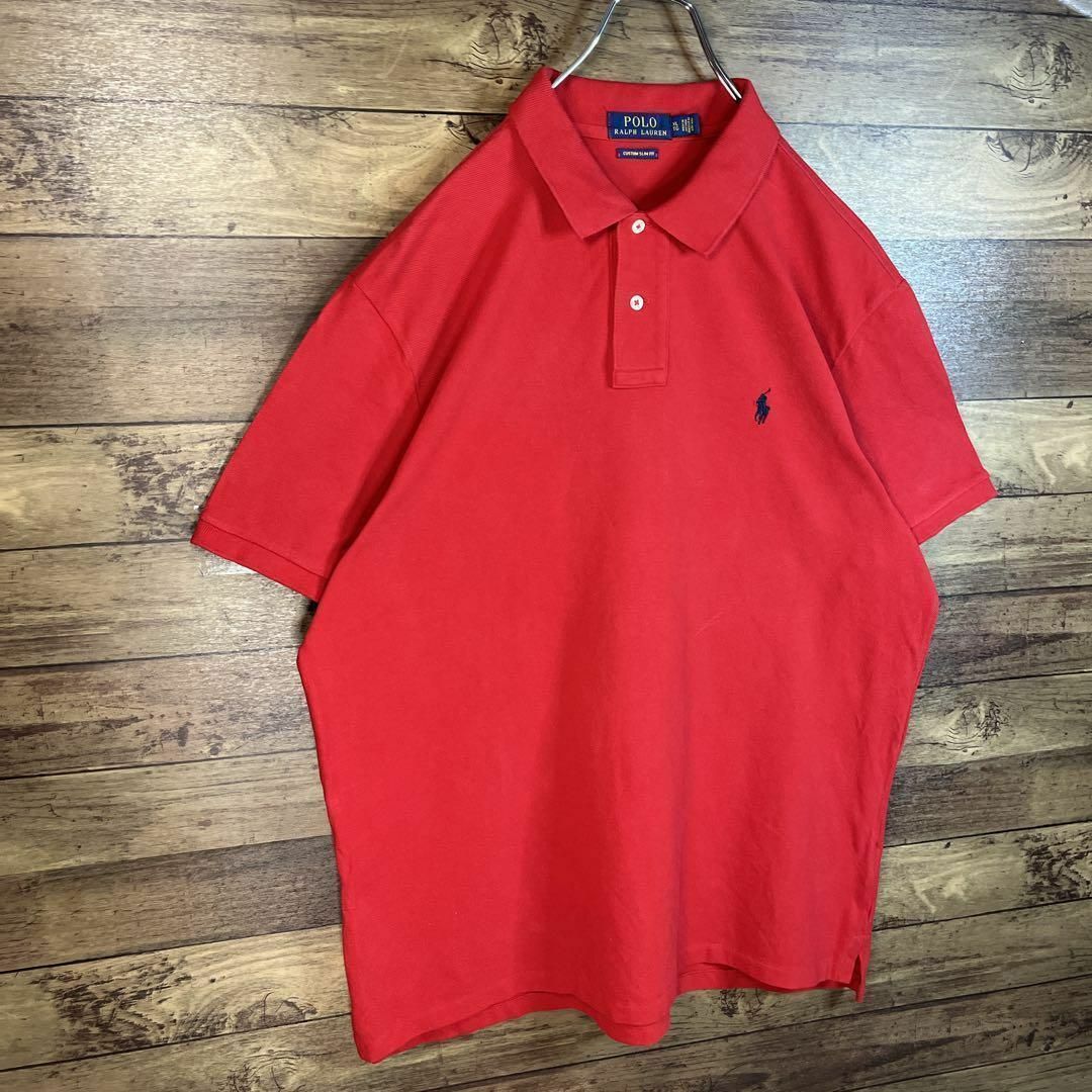 POLO RALPH LAUREN(ポロラルフローレン)の6354 ポロラルフローレン　ポロシャツ　半袖　刺繍ロゴ　ポニー　XL赤 メンズのトップス(ポロシャツ)の商品写真