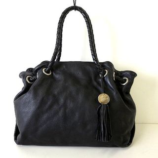 フルラ(Furla)のフルラ カルメン レザー トートバッグ フリンジ ロゴ チャーム 牛革 黒(トートバッグ)