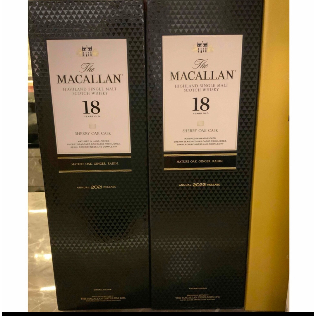 マッカラン(マッカラン)のマッカラン18年　シェリーオーク　2021   2022  ２本セット 食品/飲料/酒の酒(ウイスキー)の商品写真