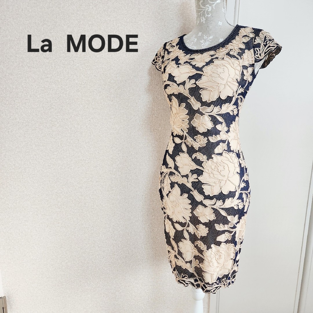 La MODE(エルエーメイド)のla mode花柄 刺繍 総柄ワンピース ドレス レディースのワンピース(ひざ丈ワンピース)の商品写真