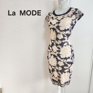 エルエーメイド(La MODE)のla mode花柄 刺繍 総柄ワンピース ドレス(ひざ丈ワンピース)