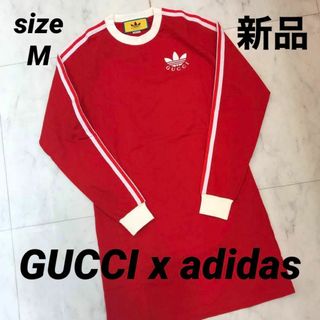 グッチ(Gucci)の☆新品☆GUCCI adidasコラボ 3ストライプ ロゴ ワンピース Mサイズ(ミニワンピース)