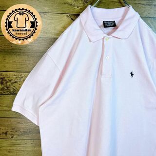 6307 ポロジーンズ　ポロシャツ　半袖　刺繍ロゴ　2XL ピンク　薄色(ポロシャツ)