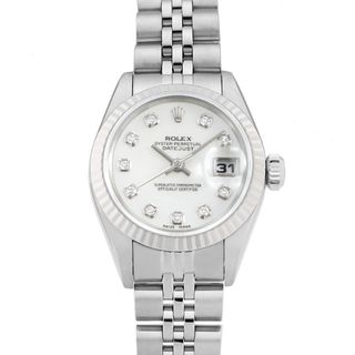 ロレックス(ROLEX)のロレックス デイトジャスト 10Pダイヤ 69174NG ホワイトシェル U番 レディース 中古 腕時計(腕時計)