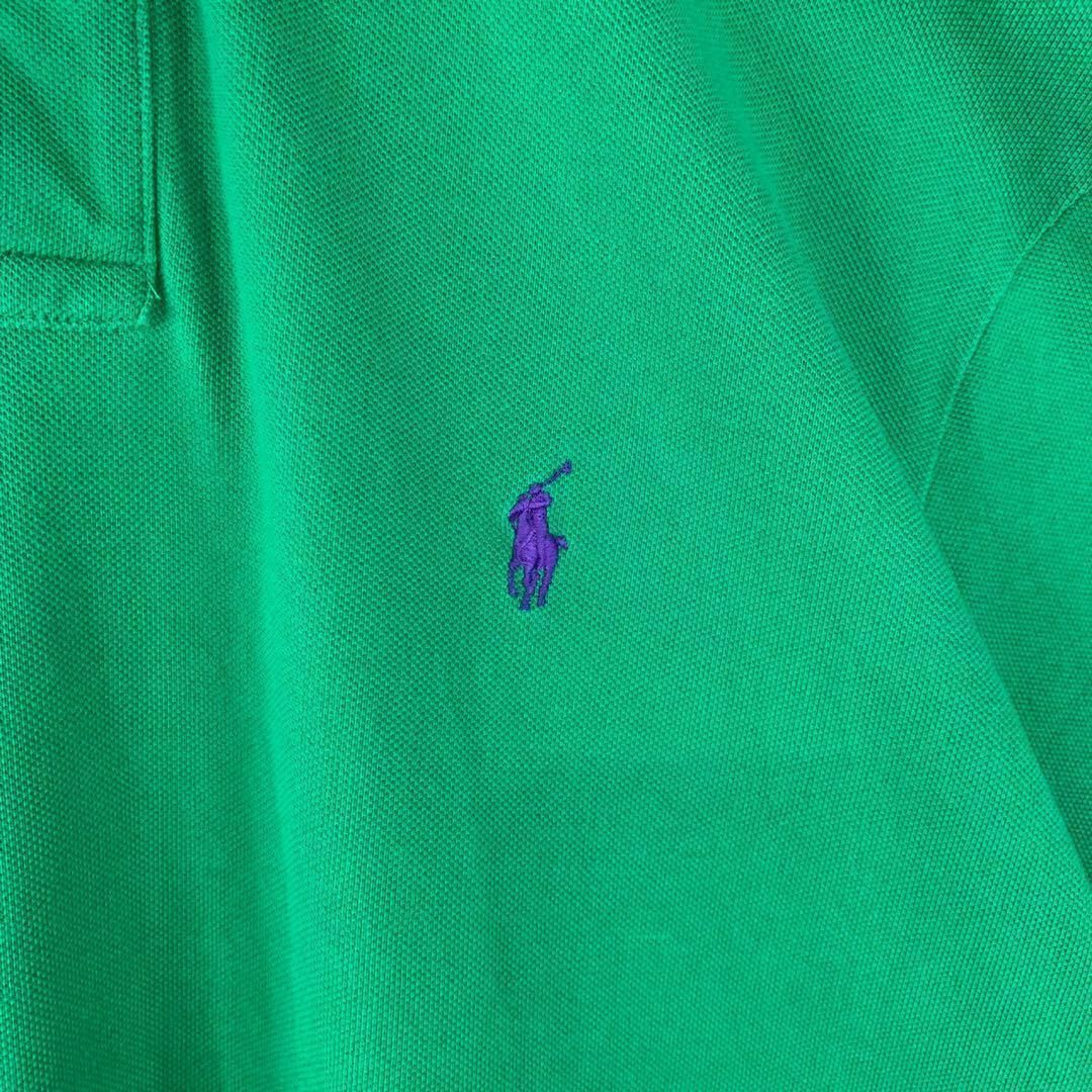 POLO RALPH LAUREN(ポロラルフローレン)の5934 古着　ポロラルフローレン　ポロシャツ　半袖　刺繍ロゴ　XL グリーン メンズのトップス(ポロシャツ)の商品写真