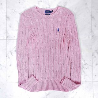 ポロラルフローレン(POLO RALPH LAUREN)の《未使用級》ポロラルフローレン ケーブルニット ピマコットン ピンク Sサイズ(ニット/セーター)