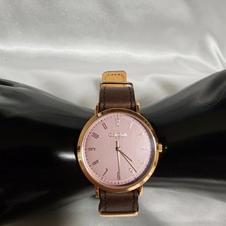 アナログ 腕時計 大きめ 美品 ピンク レザーベルト(腕時計)