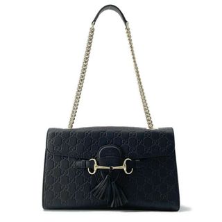 グッチ(Gucci)のグッチ チェーンショルダーバッグ エミリー ホースビット  フリンジ付き EMILY 295402 GUCCI バッグ 黒(ショルダーバッグ)